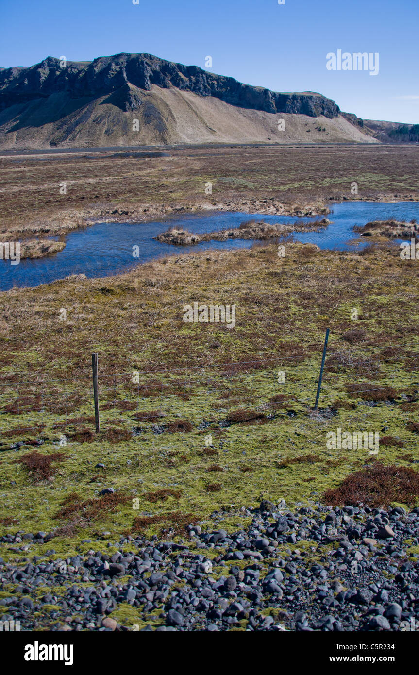 Registrati acqua Terra e montagna in Islanda Foto Stock