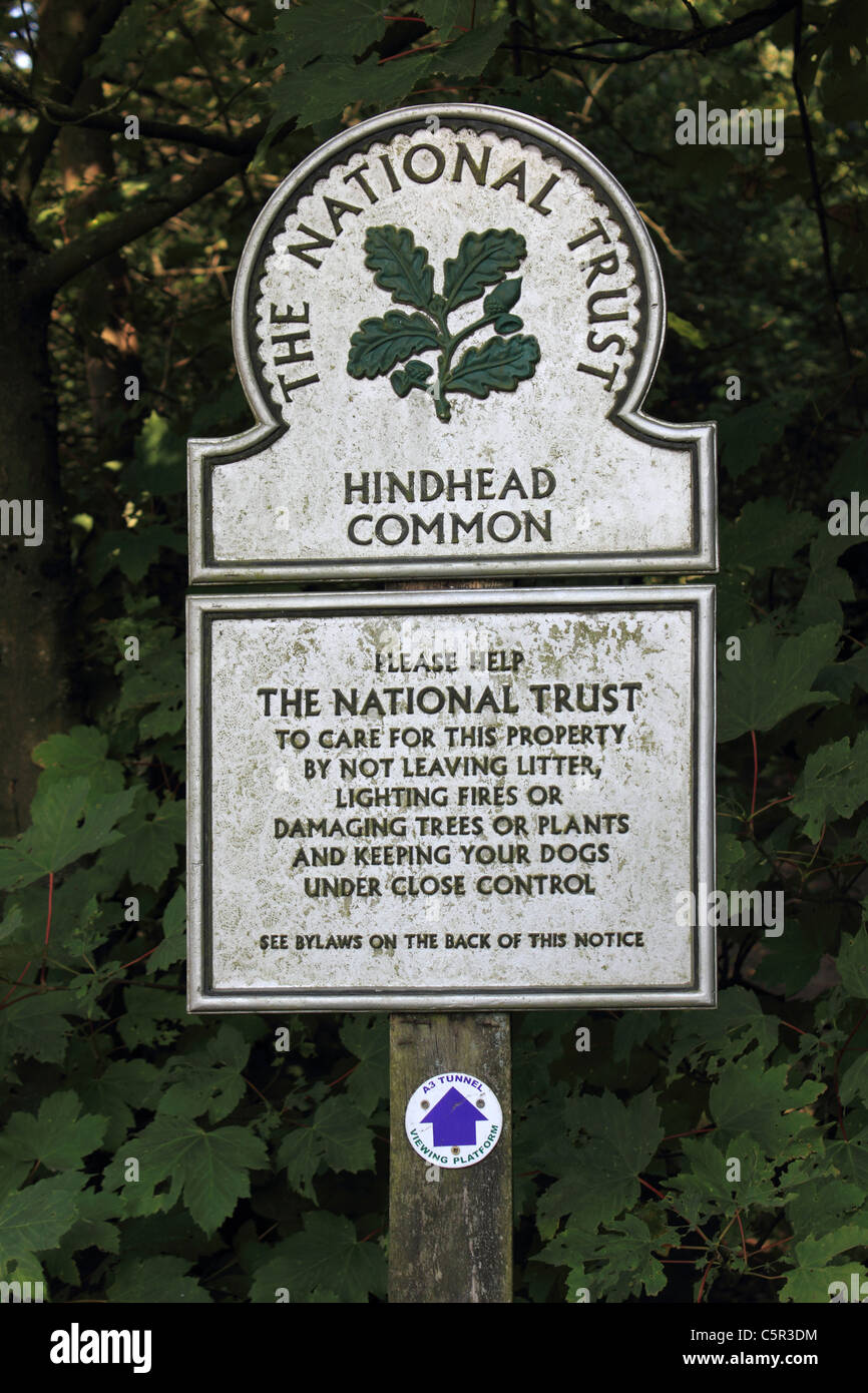 Il National Trust segno posto comune Hindhead Surrey in Inghilterra REGNO UNITO Foto Stock