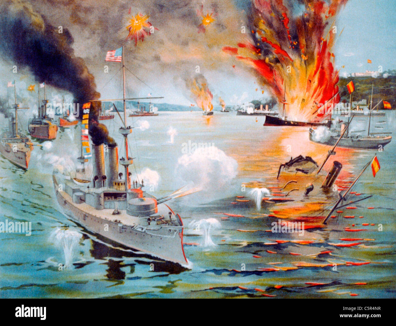 La battaglia di Manila durante la spagnola guerra americana, 1898 Foto Stock