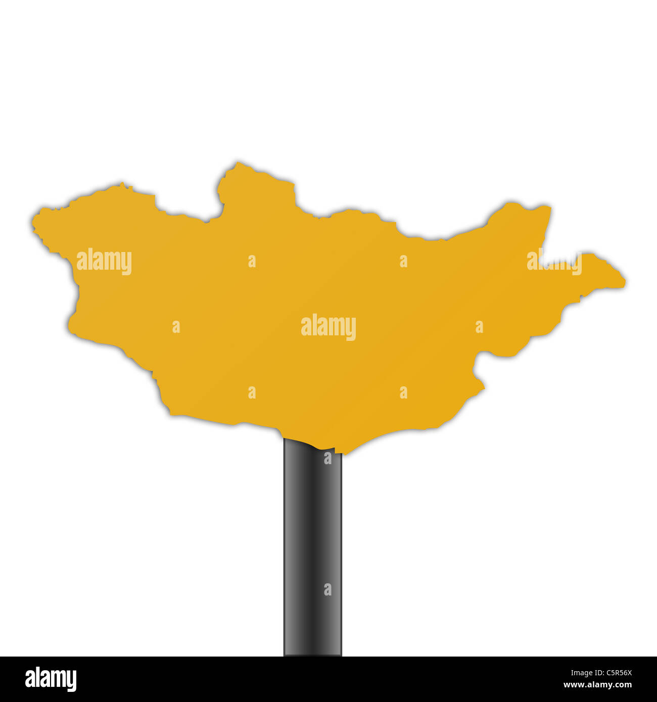 Mongolia mappa cartello stradale isolato su uno sfondo bianco. Foto Stock