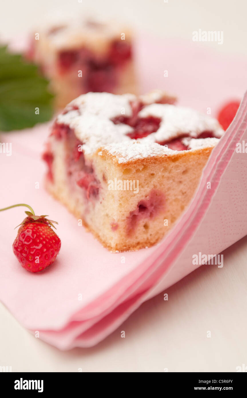 Tradizionale torta fatta in casa con fragole Foto Stock