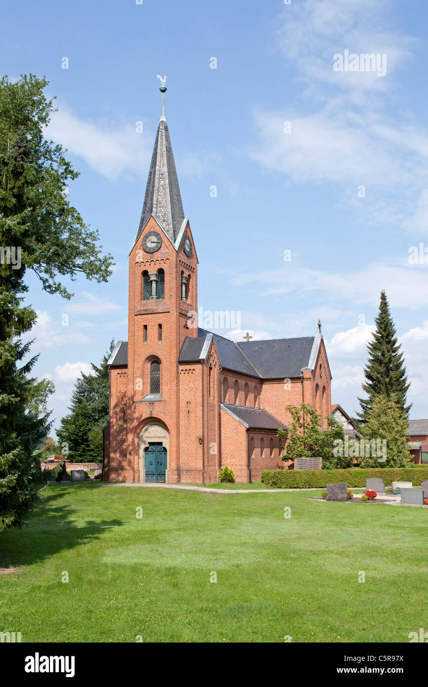 Chiesa in Kapern, Riserva Naturale Elbufer-Drawehn, Bassa Sassonia, Germania Foto Stock