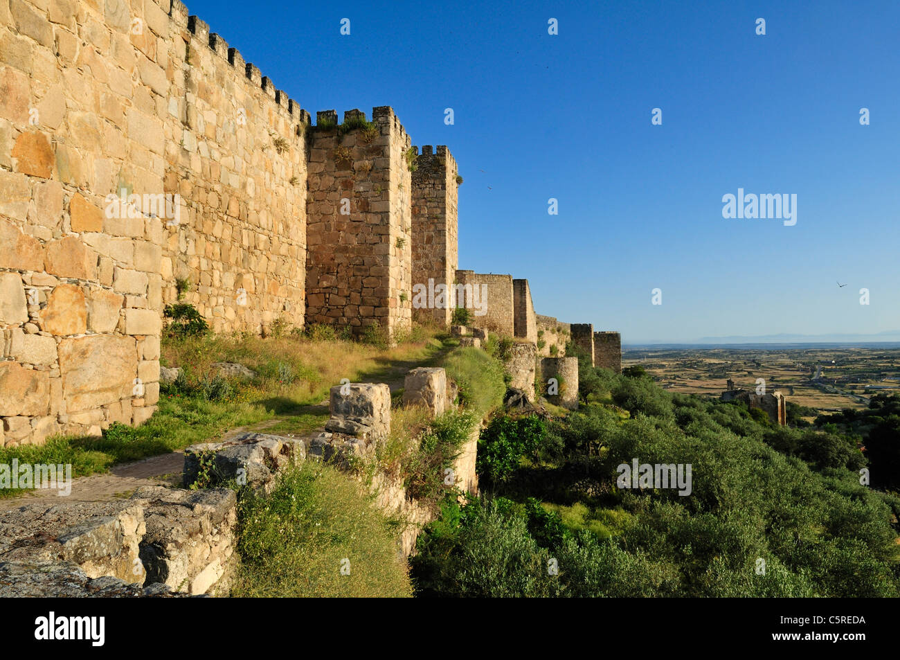L'Europa, Spagna Estremadura, Trujillo, Visualizzazione dello storico Castello di Trujillo Foto Stock