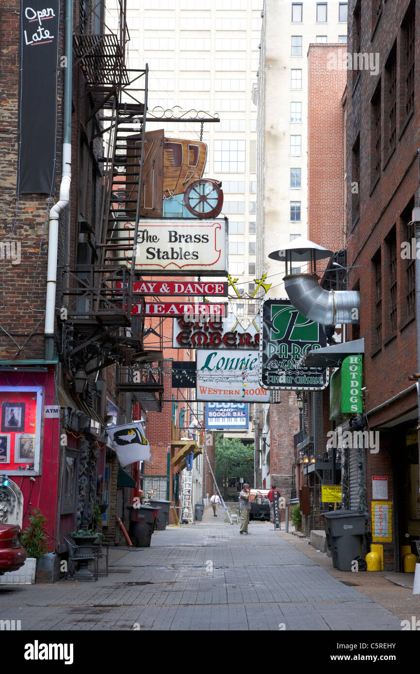 Bar ristoranti e teatri in stampanti alley Nashville Tennessee USA Foto Stock