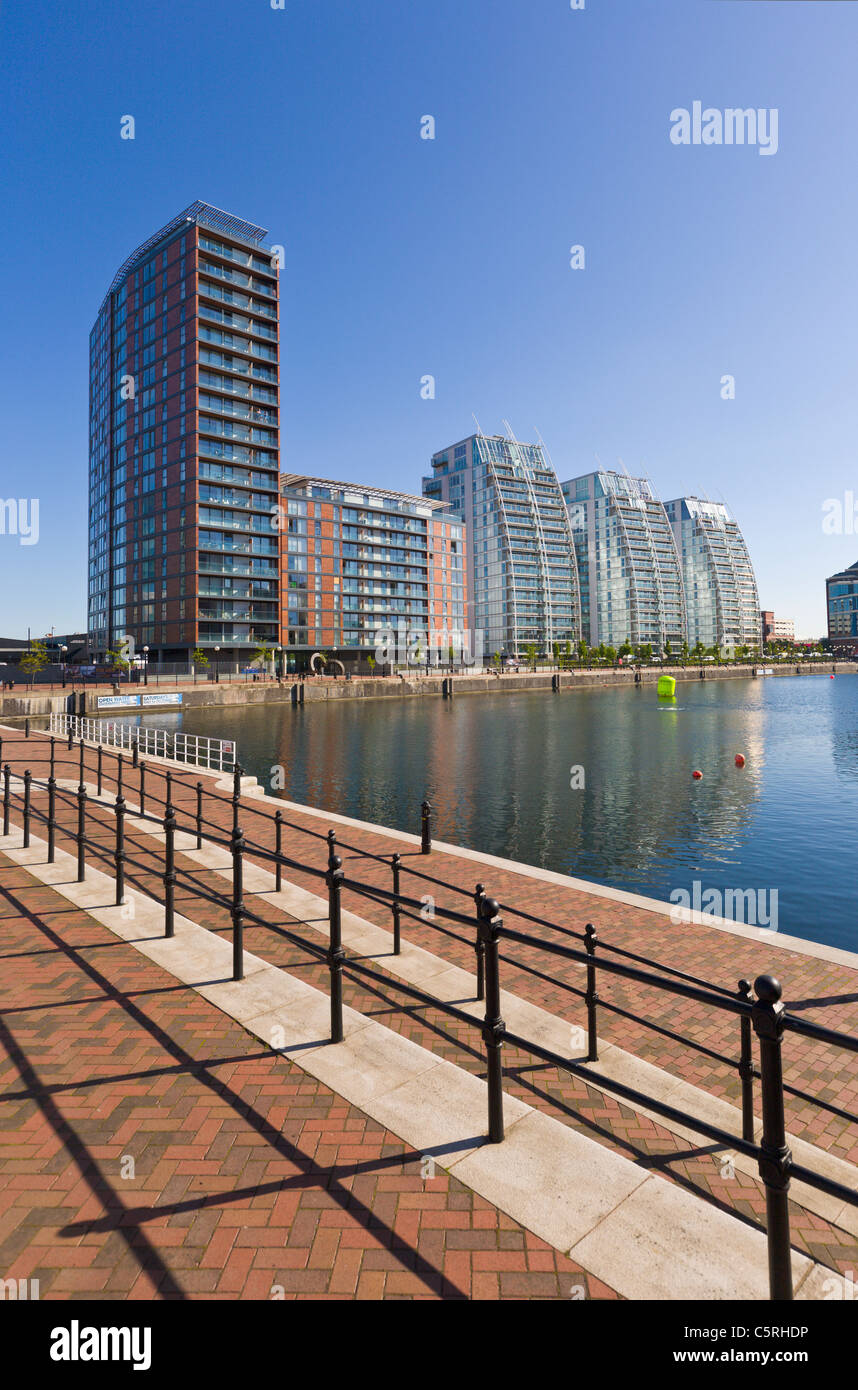 Appartamenti moderni, Salford Quays, Inghilterra Foto Stock