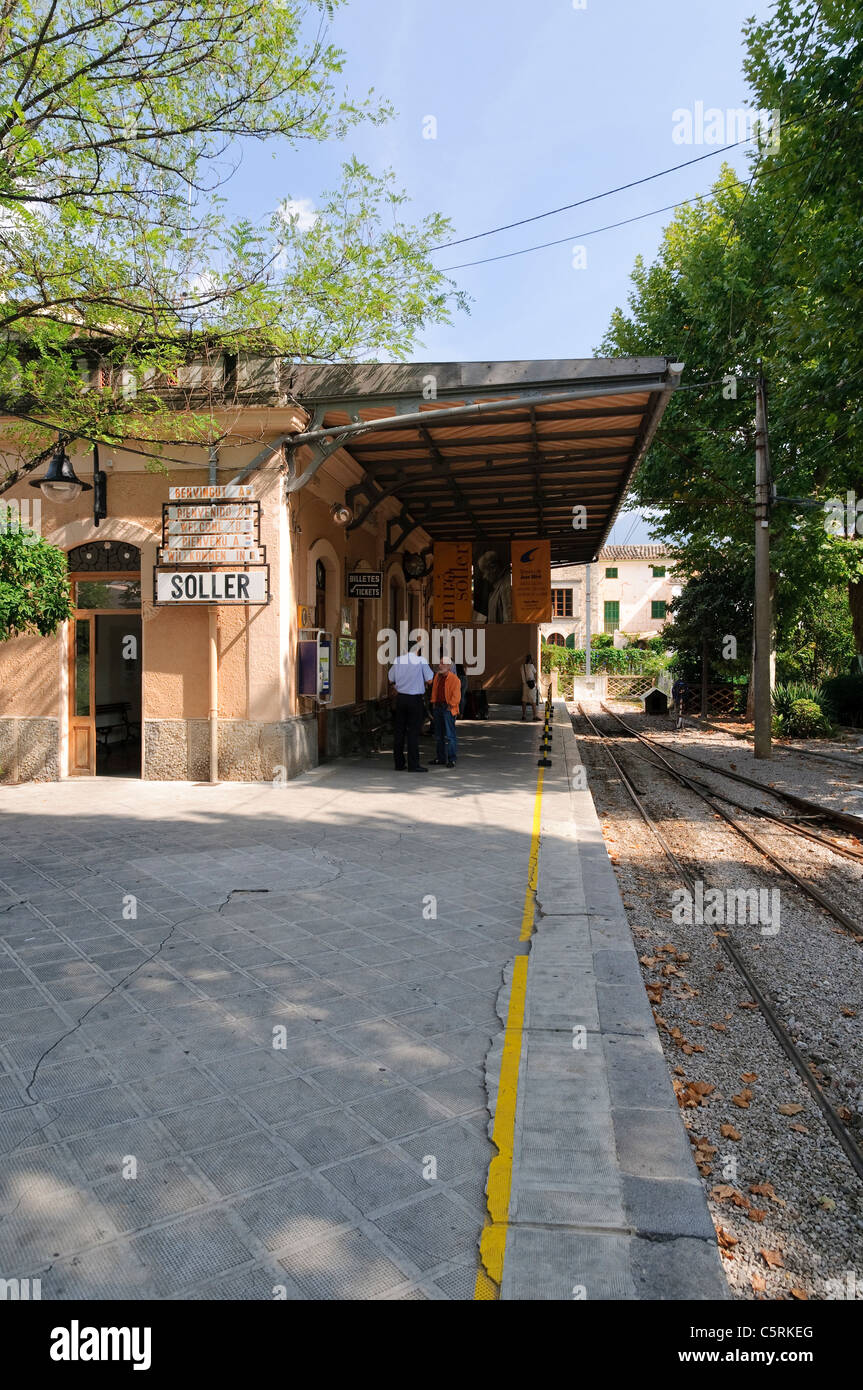 Quella che apparentemente è la più antica stazione ferroviaria nel mondo, Soller, Maiorca, Spagna, Europa Foto Stock