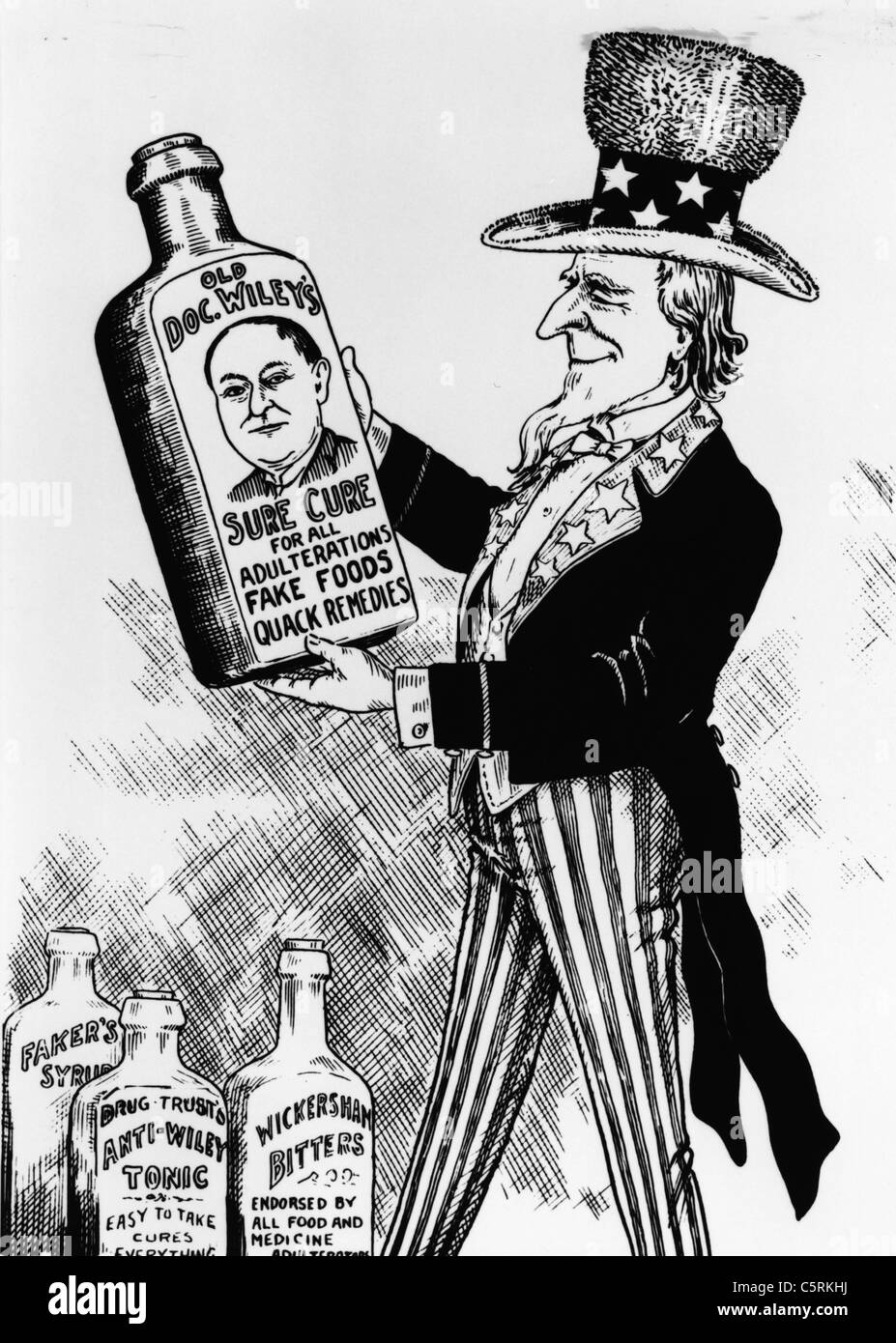 La FDA cartoon rende omaggio al Bureau of Chemistry Chief farmacia Harvey Foto Stock