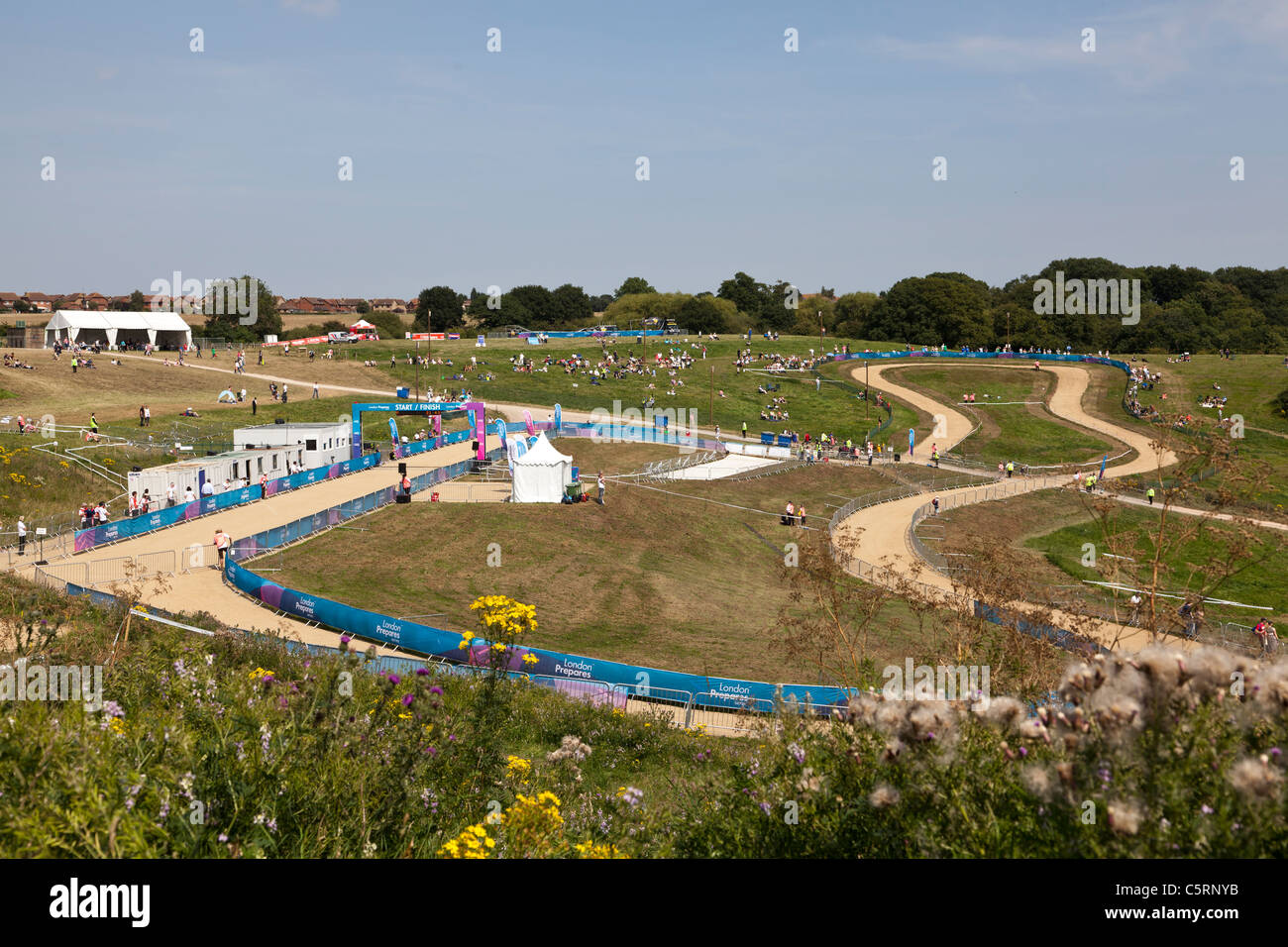 Mens Hadleigh Farm Mountain Bike internazionale, Essex, Inghilterra, Regno Unito. Parte di Londra prepara gli eventi per le Olimpiadi. Foto Stock