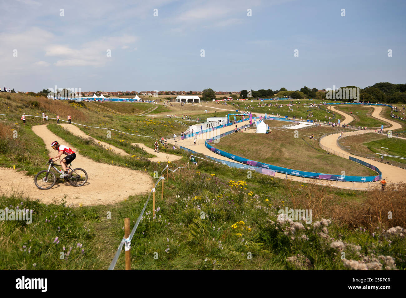 Mens Hadleigh Farm Mountain Bike internazionale, Essex, Inghilterra, Regno Unito. Parte di Londra prepara gli eventi per le Olimpiadi. Foto Stock
