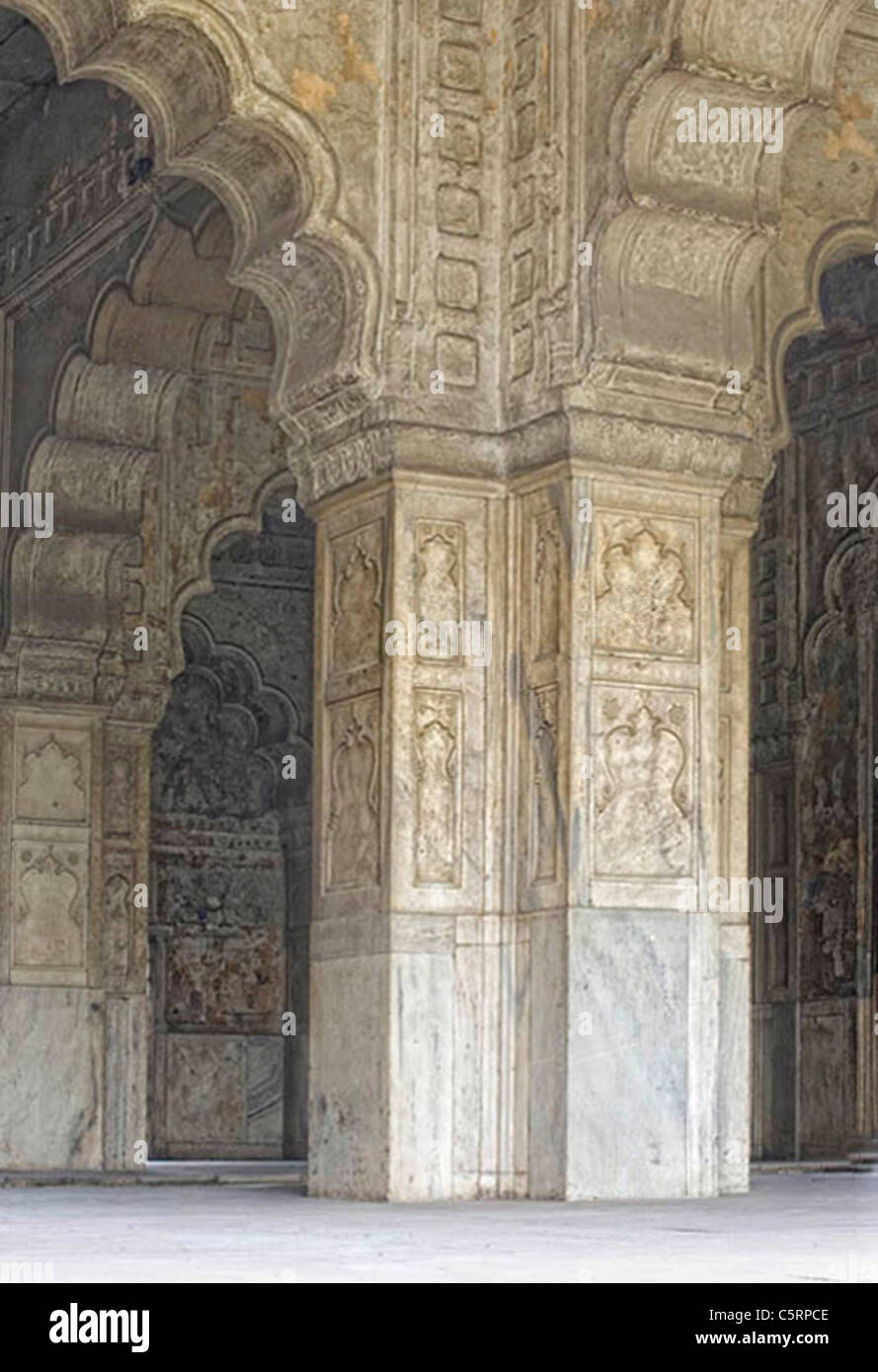 Soffitto a volta nella Red Fort Delhi India Foto Stock