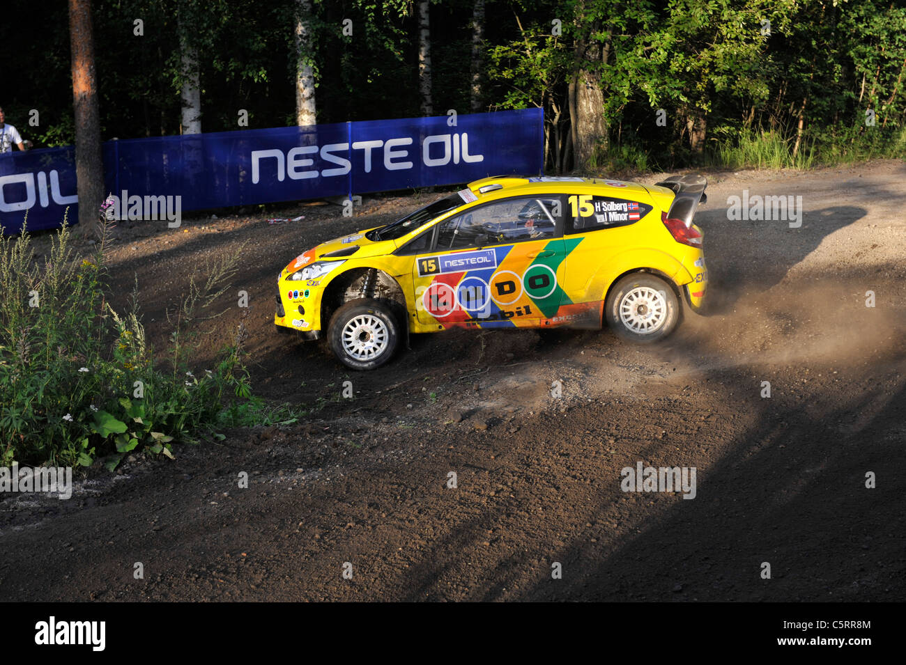 Rally di Finlandia SS3 Laajavuori, la FIA World Rally Championship (WRC) Foto Stock