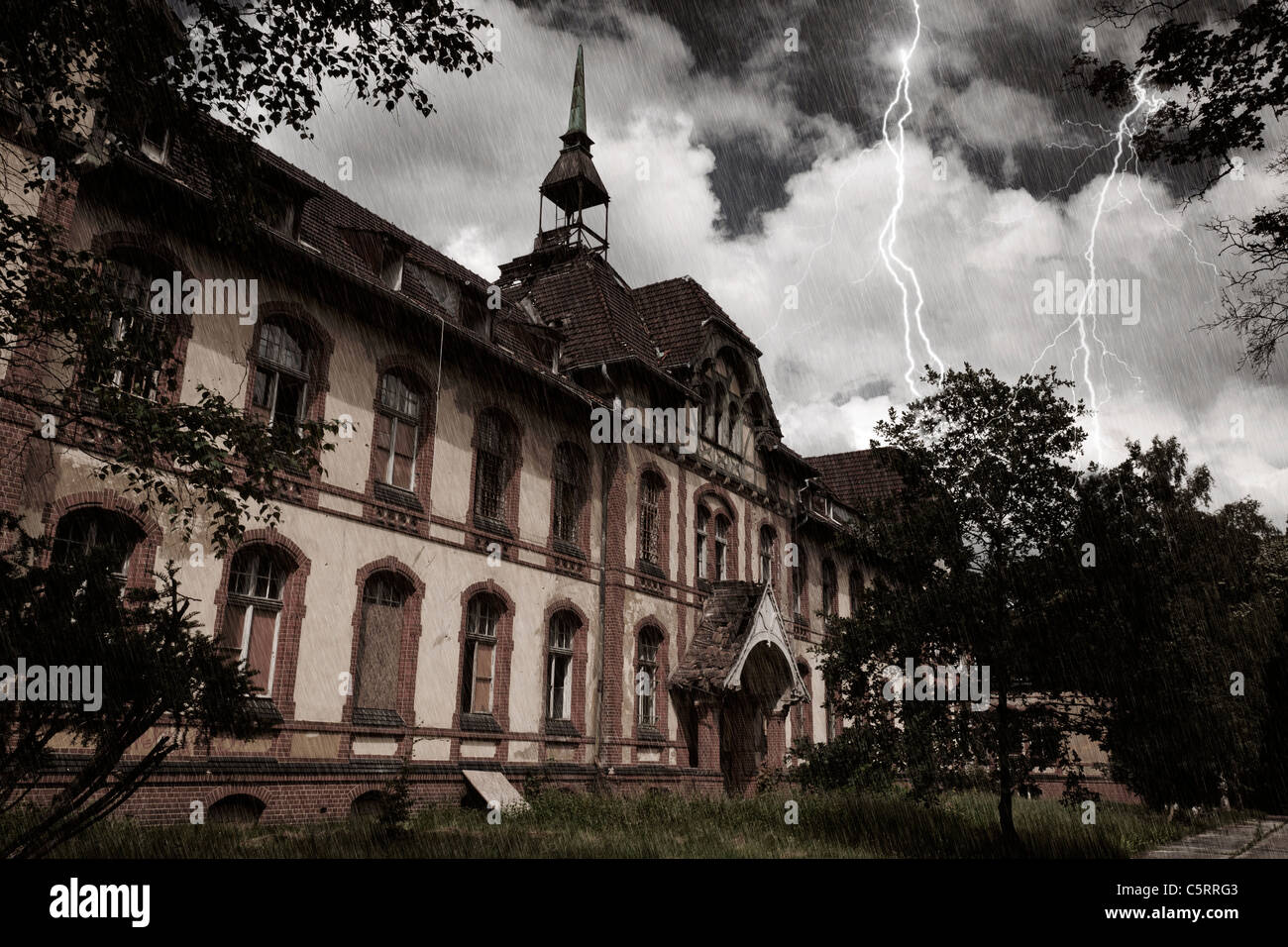 Abbandonato Ospedale, Brandeburgo, Germania Foto Stock