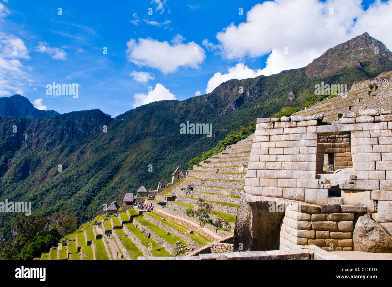 Vista del sito archeologico di Machu Pichu in Perù Foto Stock