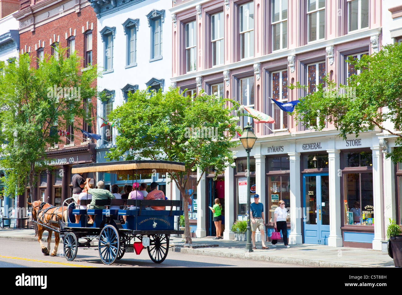 Carrozza a cavallo tour del vecchio Charleston, Carolina del Sud Foto Stock