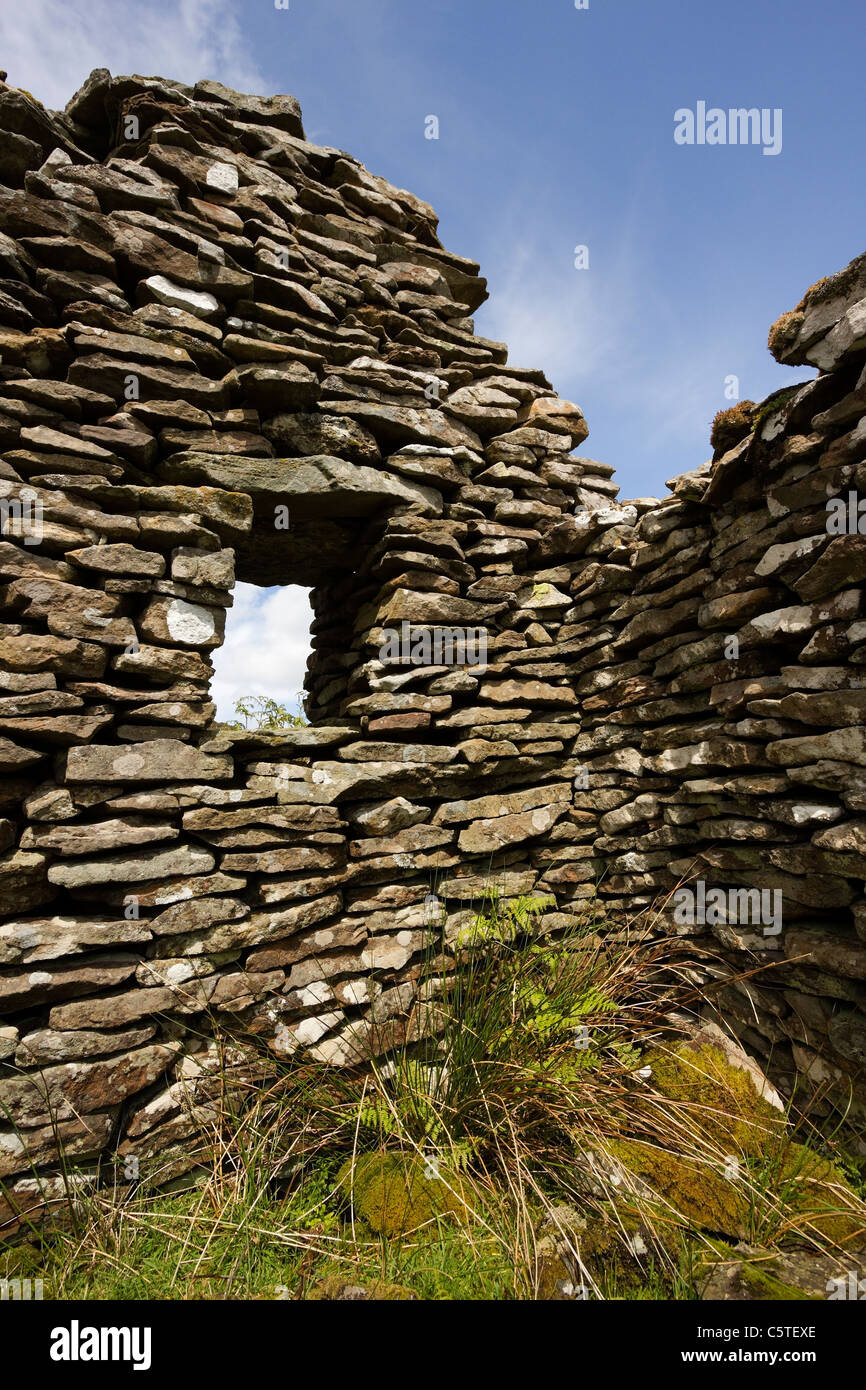 All'interno del vecchio rovinato croft edificio, Boreraig, Isola di Skye, Scotland, Regno Unito Foto Stock