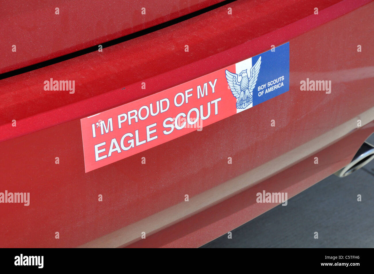 Paraurti adesivo dicendo io sono orgoglioso della mia EAGLE SCOUT Foto Stock