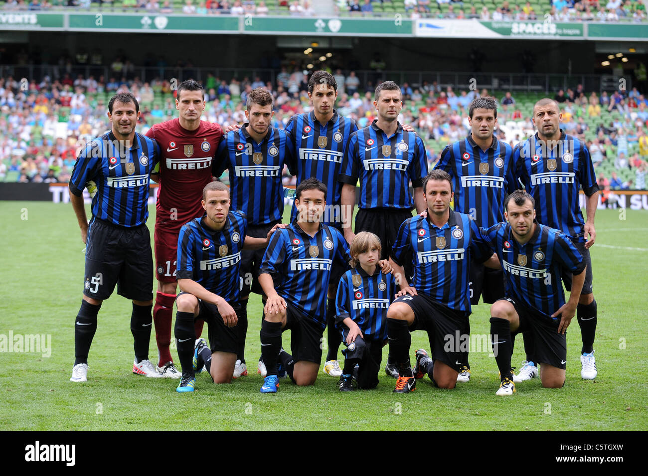 Inter gruppo team line-up per la Dublin Super Cup match tra Celtic 0-2 Inter Milan a Aviva Stadium di Dublino. Foto Stock