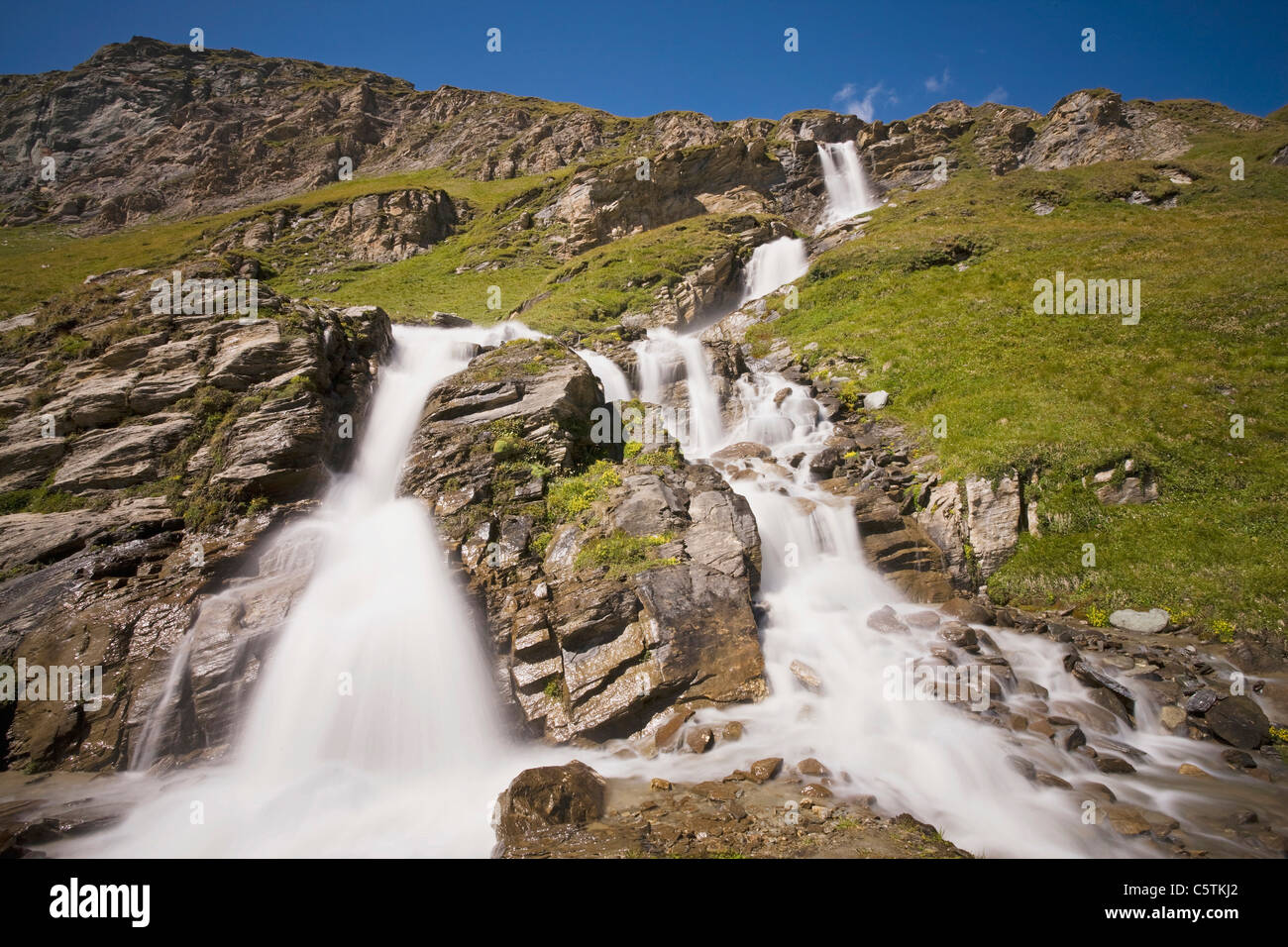 Austria, GroÃŸglockner, scenario di montagna, Cascata Foto Stock