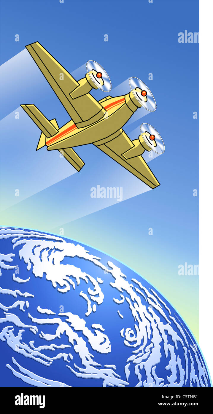 Illustrazione, elica di aereo contro il cielo blu Foto Stock