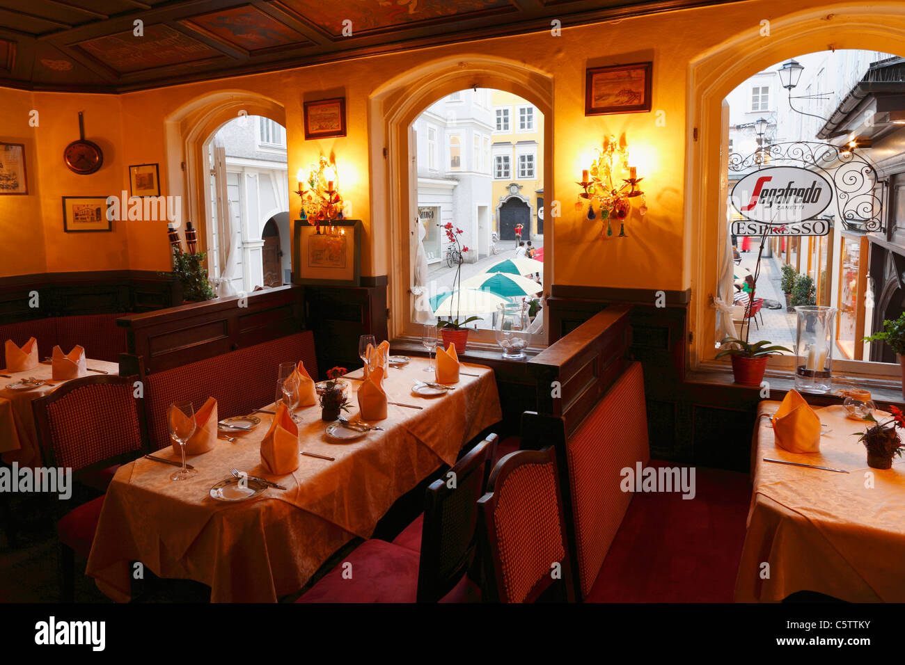 Austria, Salisburgo, Ã-sterreich, vista del ristorante Foto Stock