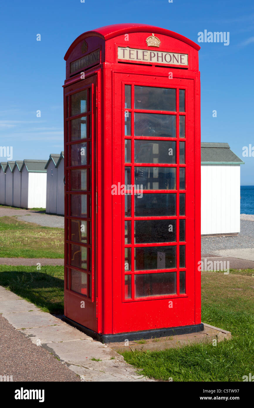 Telefono rosso Box Budleigh Salterton Devon England Regno Unito Foto Stock