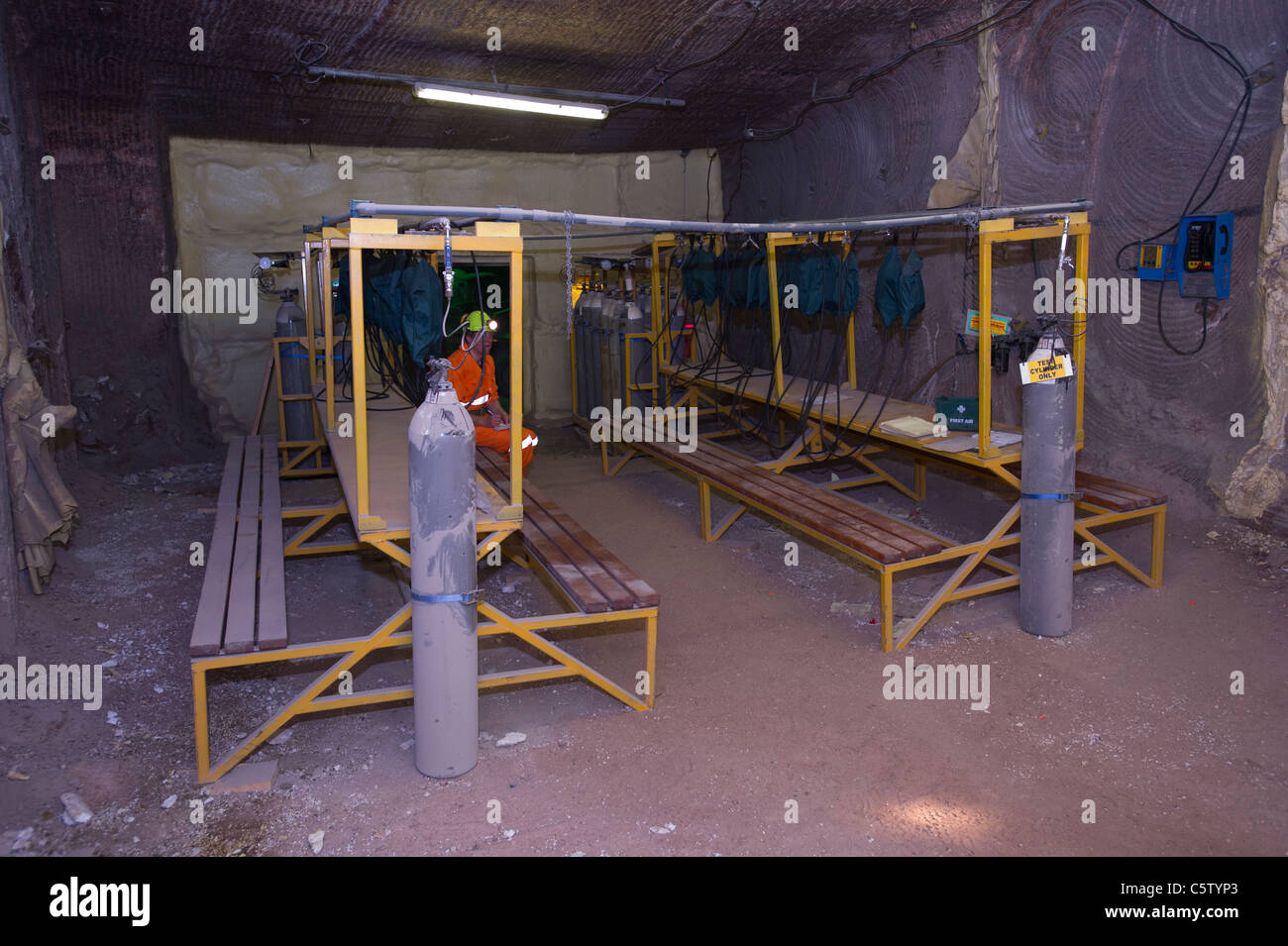 Un rifugio sicuro Boulby area di miniera di potassio Foto Stock