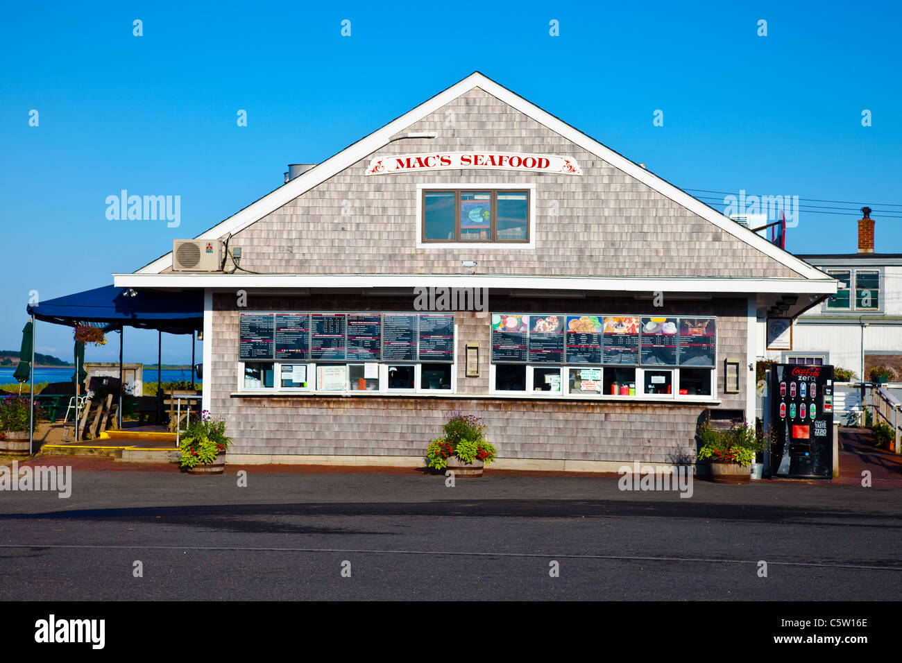 Mac i frutti di mare sul lungomare in Wellfleet Massachusetts Foto Stock