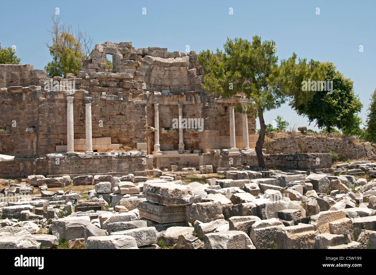 Side Turchia rovine Roman Agora archeologia Città Foto Stock