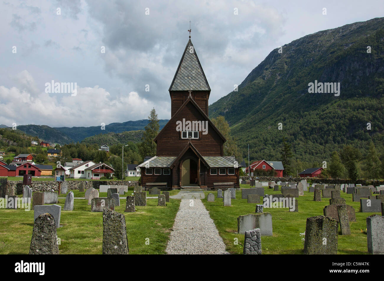 La doga Røldal chiesa, Norvegia Foto Stock