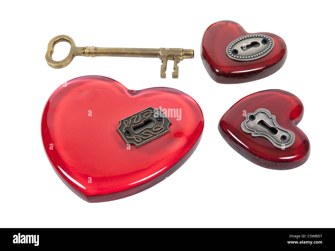 Uno dei principali e più vetro rosso cuori con serrature antichi tra cui scegliere - percorso incluso Foto Stock
