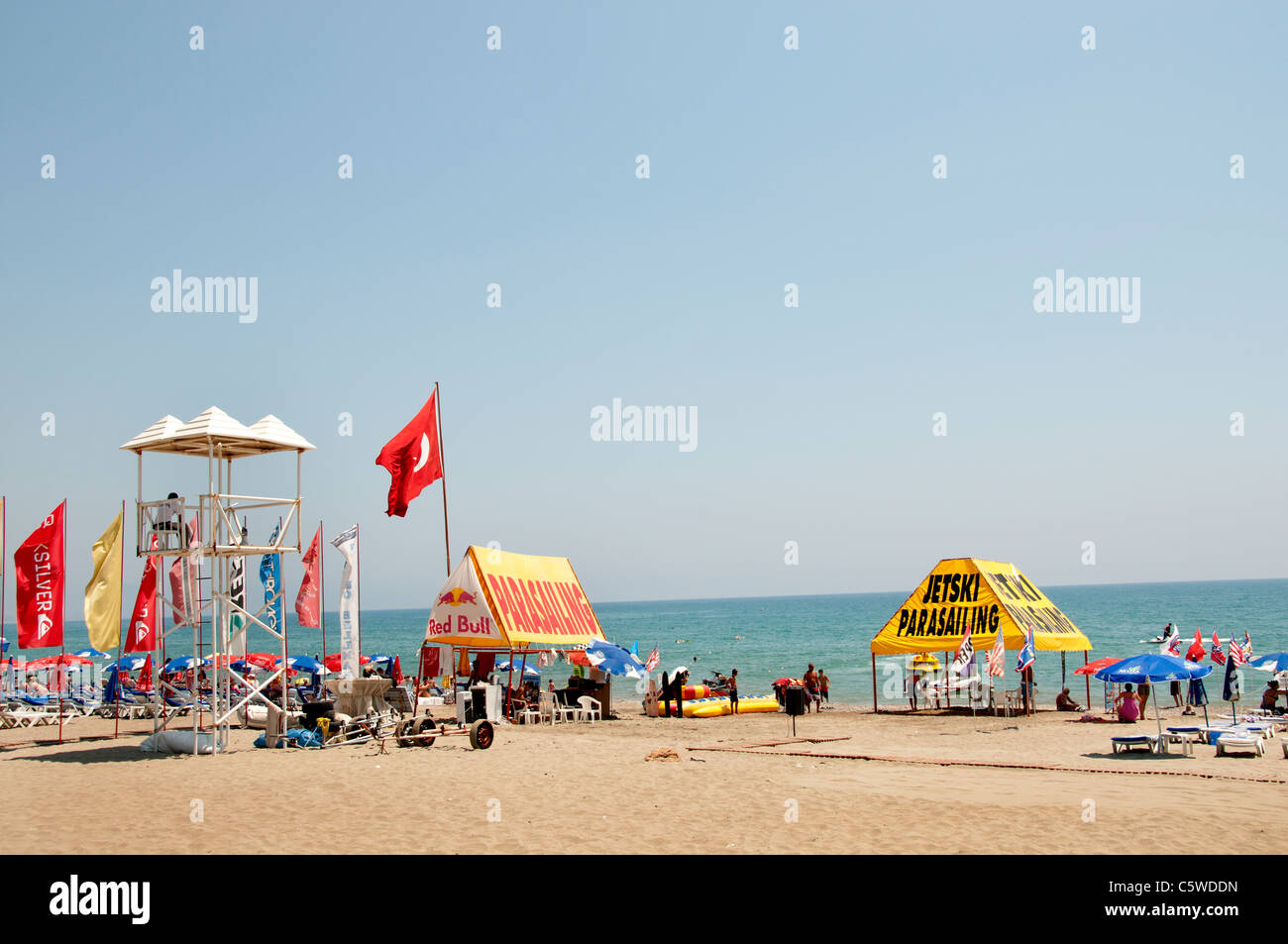 Alanya Town City Turchia Port Harbour Beach Sea Foto Stock