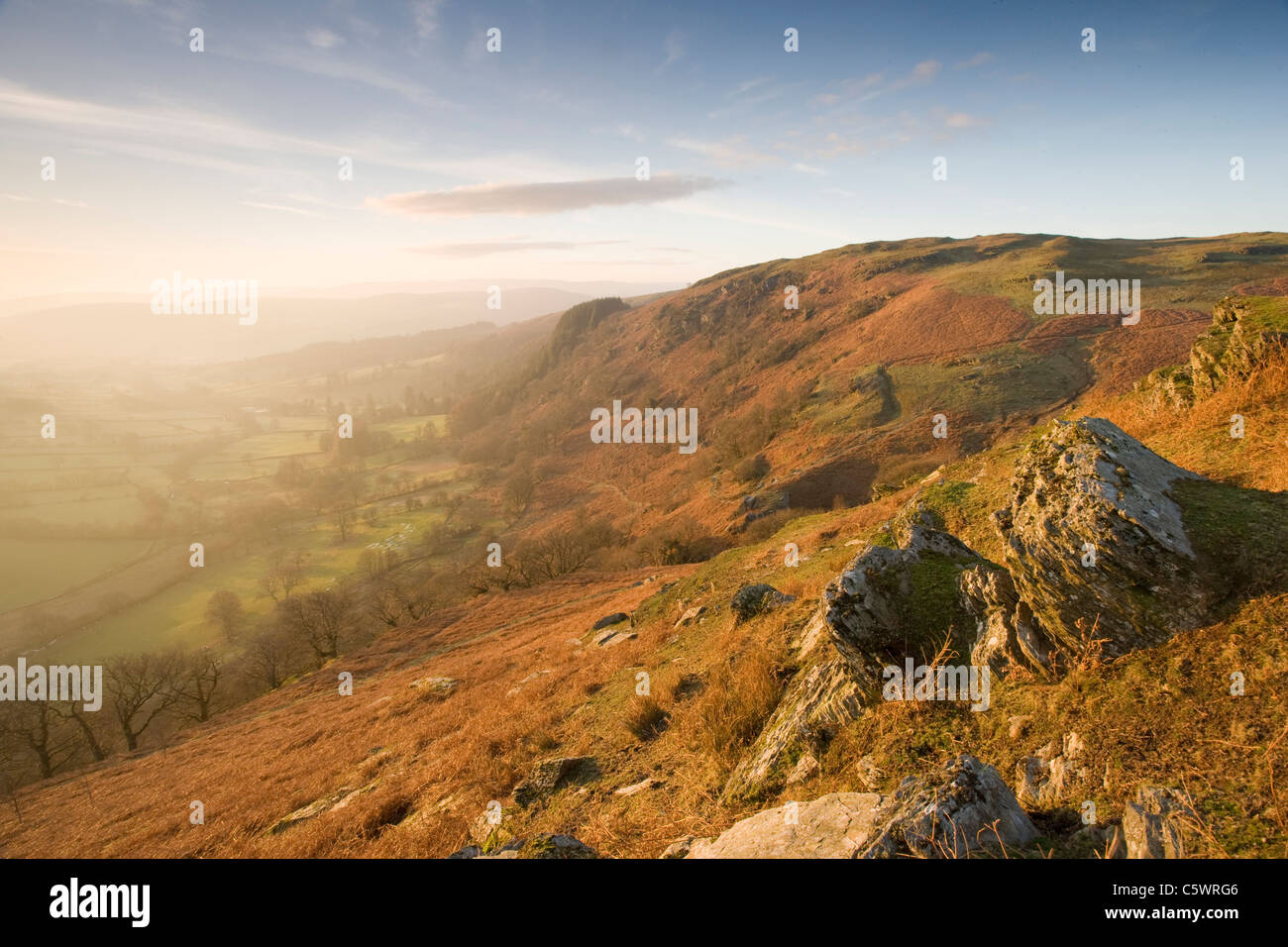 Craig Ddu, Wye Valley vicino a Rhayader, Powys, a sud-est del Galles, Gran Bretagna. Foto Stock