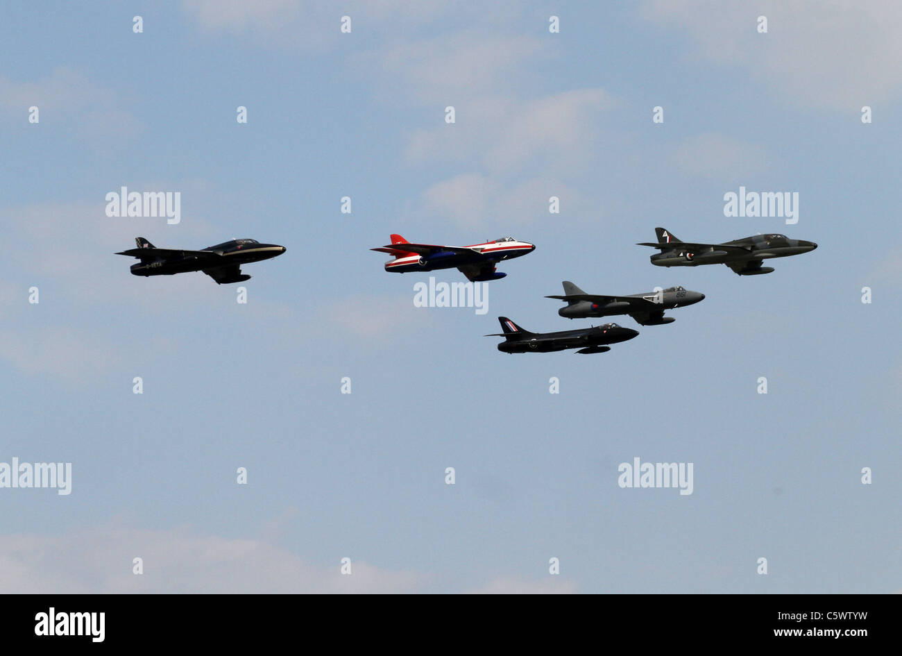 5 HAWKER HUNTER CACCIA RAF TEAM DISPLAY VIPER 02 Luglio 2011 Foto Stock