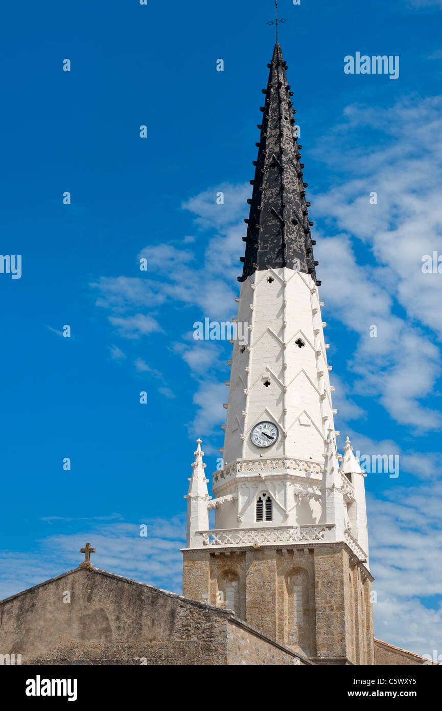 La chiesa Saint Etienne, torre campanaria, Ars en Re, Ile de Re, Francia Foto Stock