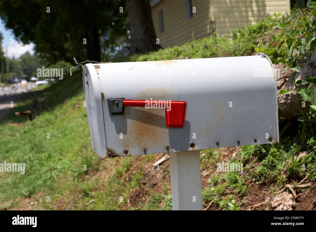 American casella privata con bandiera rossa indicatore in Lynchburg , Tennessee , Stati Uniti Foto Stock