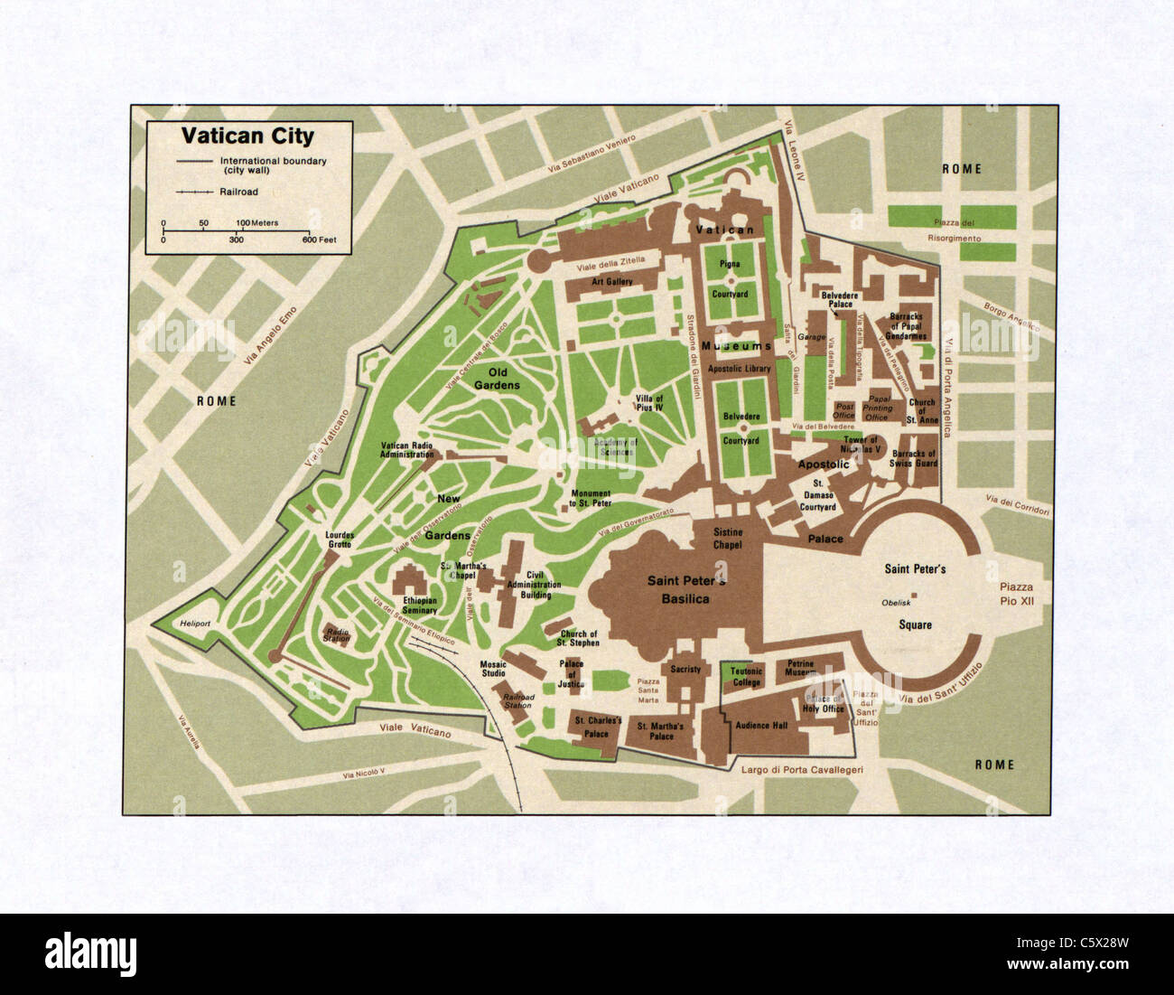 Mappa di Città del Vaticano 1984 Foto Stock