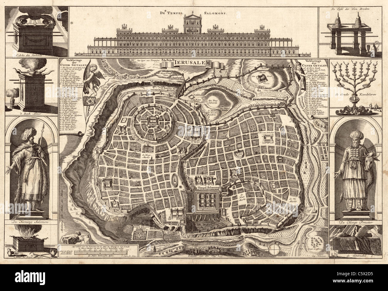 Mappa di Gerusalemme da parte di Jan van Jagen, circa 1770 Foto Stock