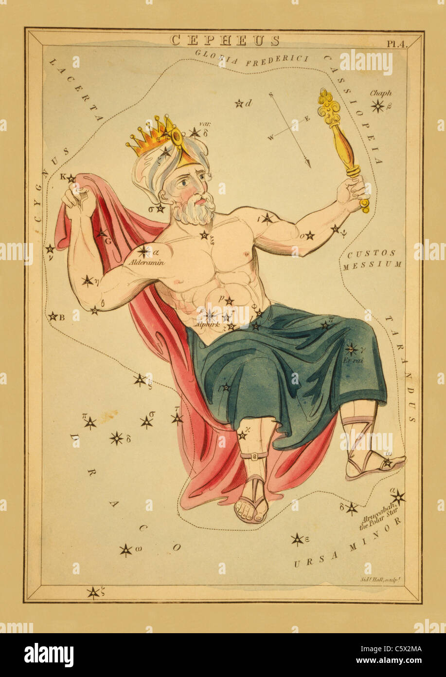 Cefeo - 1825 Grafico astronomico Foto Stock