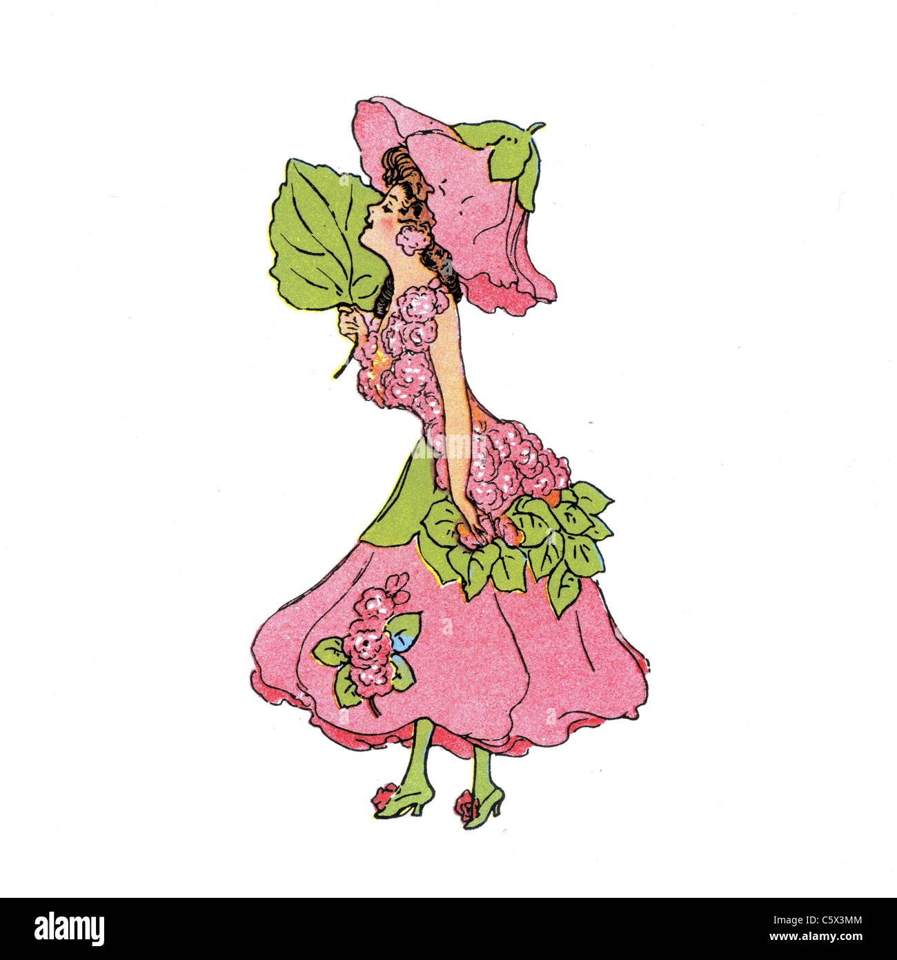 Hollyhock - Flower bambino Illustrazione da un antiquario prenota Foto Stock