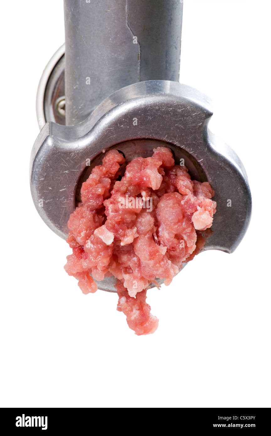 Oggetto su bianco - tritacarne con tritare la carne Foto Stock