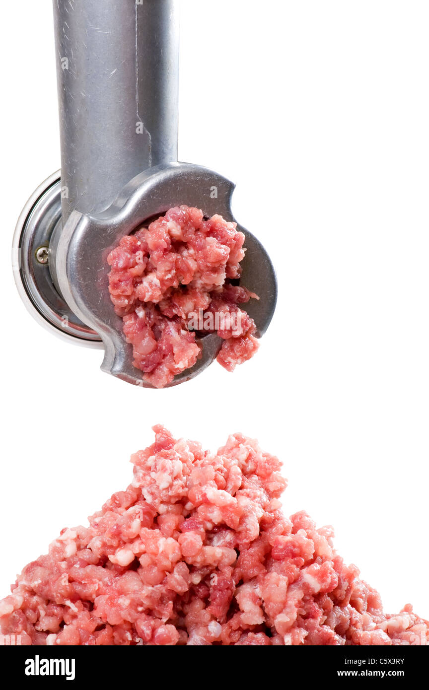 Oggetto su bianco - tritacarne con tritare la carne Foto Stock