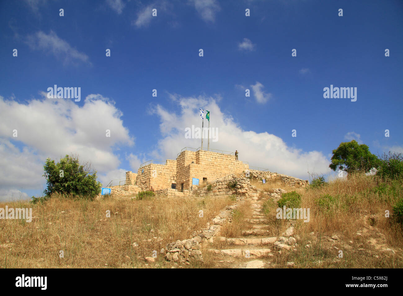 Israele, Gerusalemme montagne, Castel National Park, rovine del Crusader Castellum Belveern fortezza Foto Stock