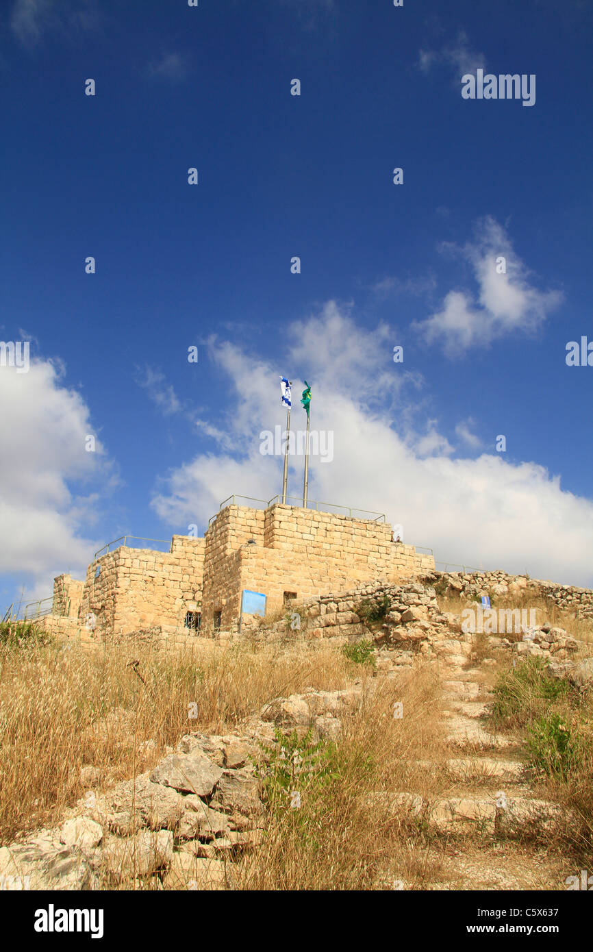 Israele, Gerusalemme montagne, Castel National Park, rovine del Crusader Castellum Belveern fortezza Foto Stock