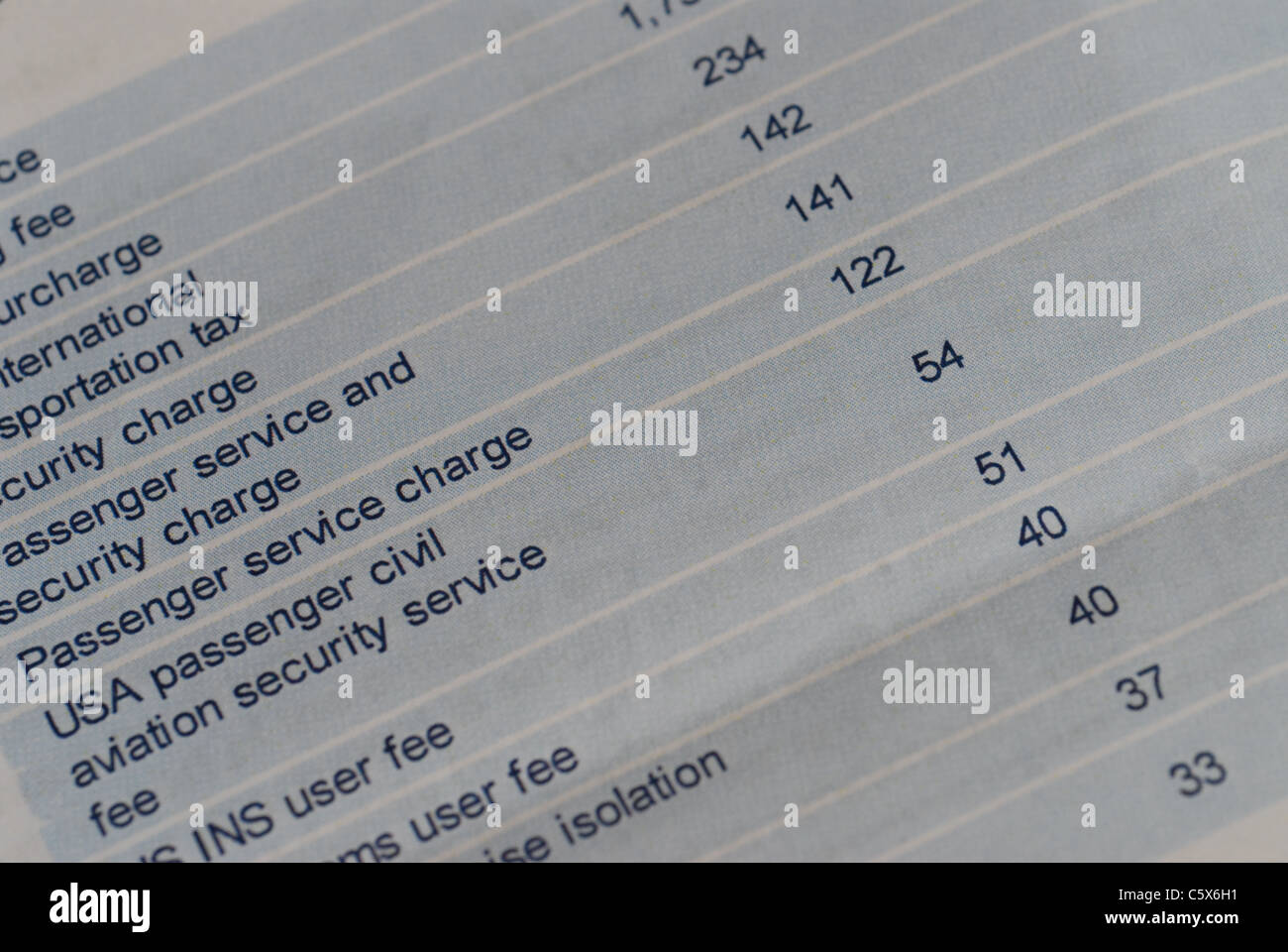 Prezzo di volo specifica. Foto Stock