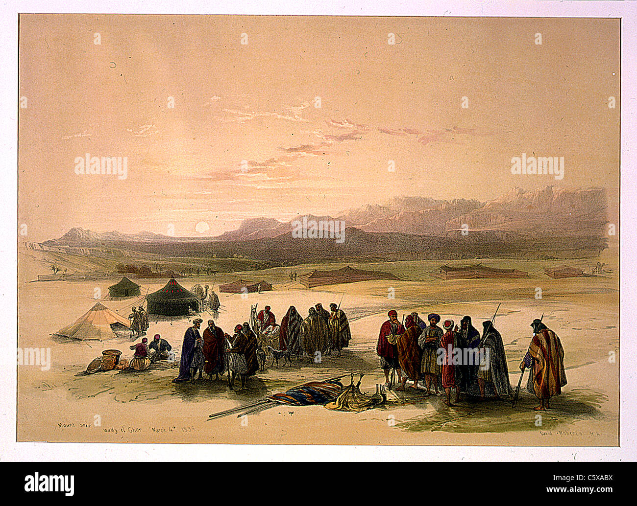 Monte Seir Wady el Ghor 4 marzo 1839, Louis Haghe / David Roberts "Terra Santa, Siria, Idumea, Arabia, Egitto e Nubia" Foto Stock