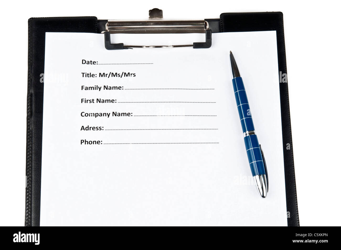 Formulario di identificazione e una penna Foto Stock