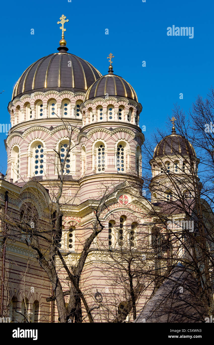 Russo Cattedrale Ortodossa, Riga, Lettonia Foto Stock