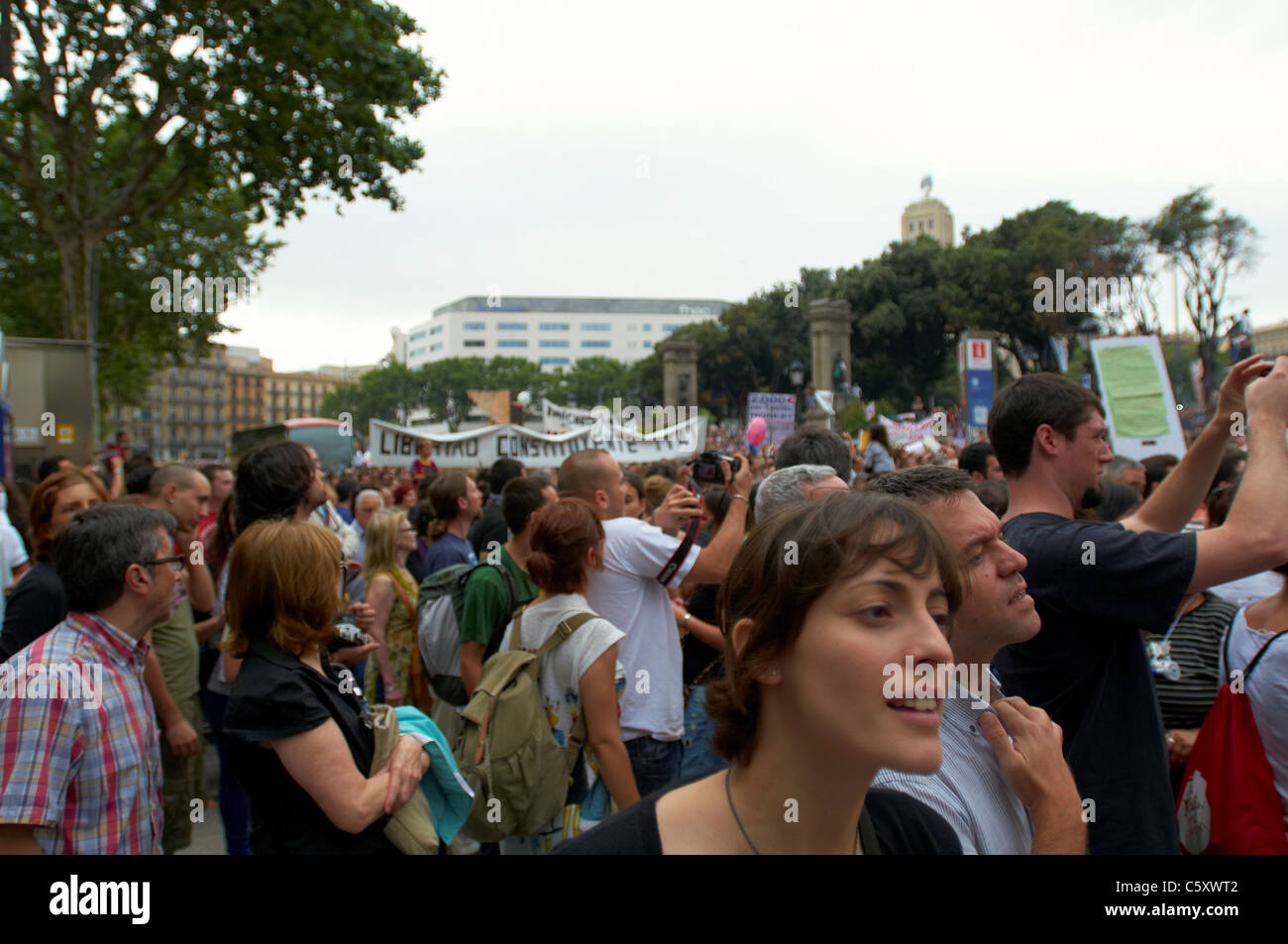 -Dimostrazione 15M movimento- Barcellona, rivoluzione spagnola. Foto Stock