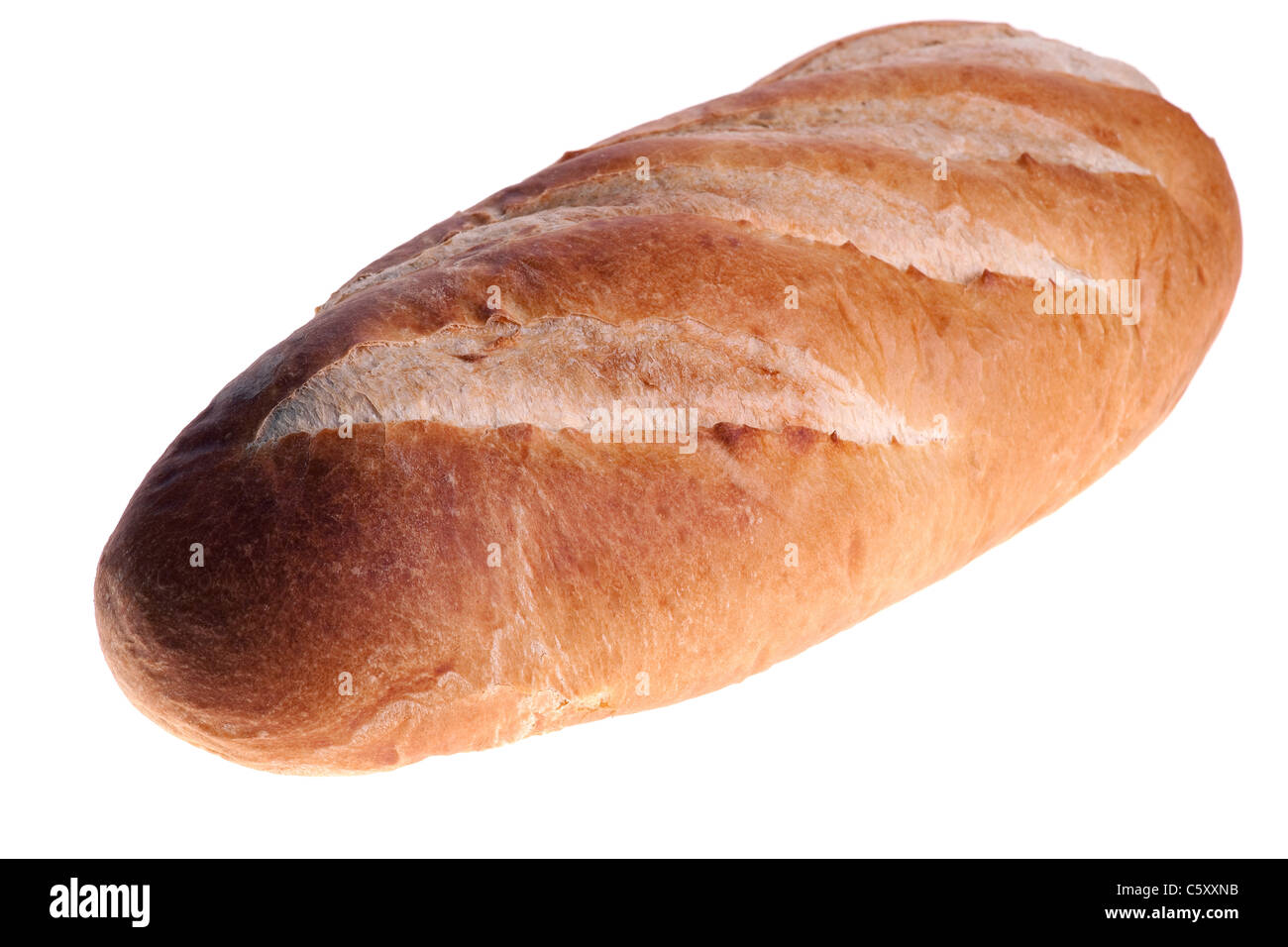 Immagine di un filone di pane su sfondo bianco Foto Stock
