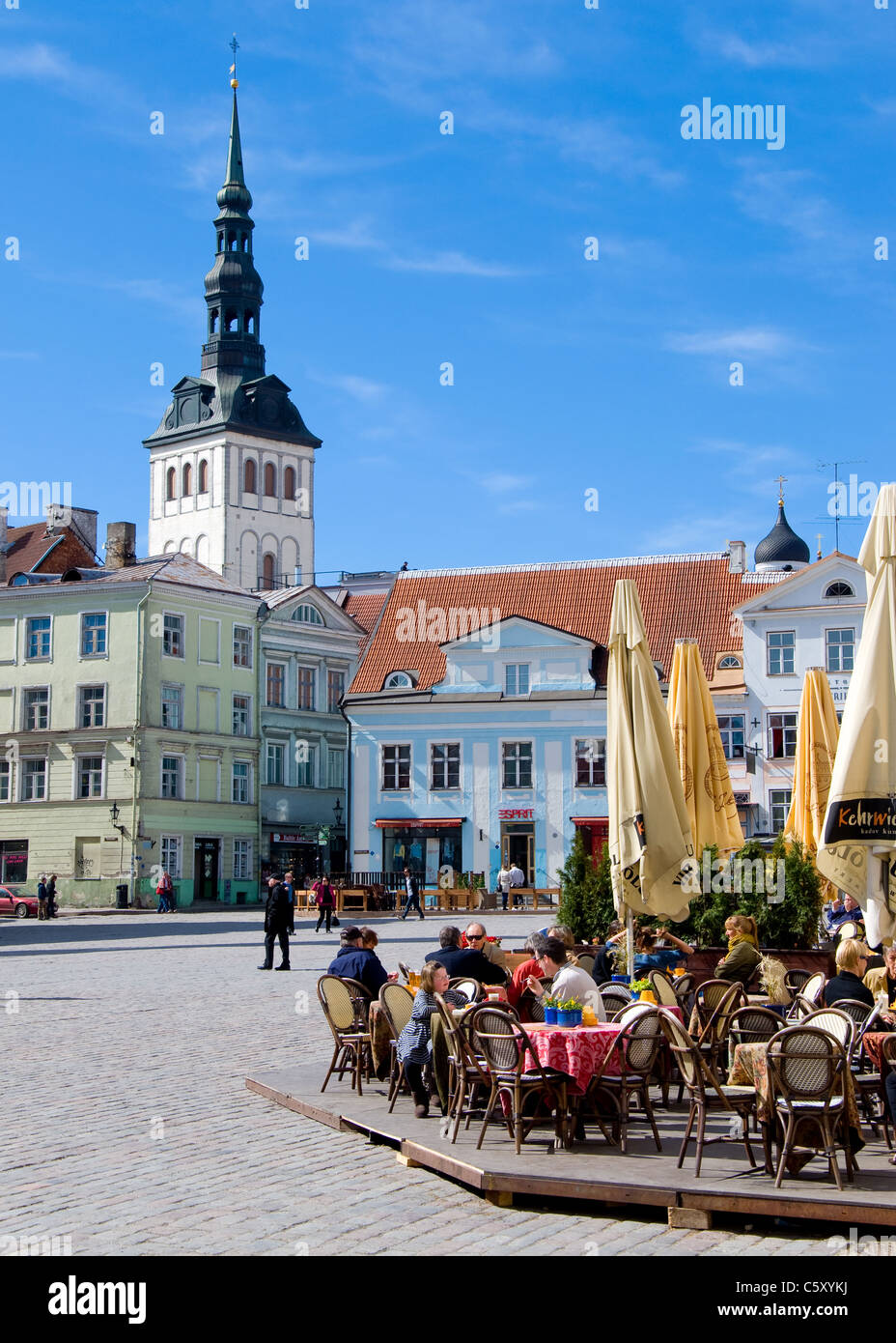 La piazza del Municipio di Tallinn, Estonia Foto Stock